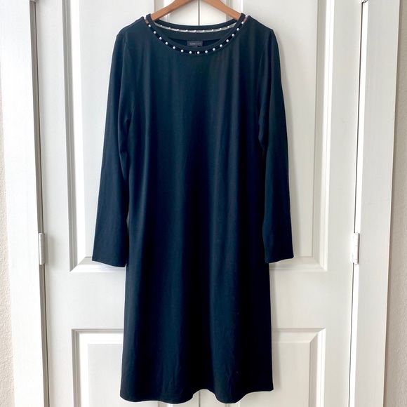 NWT J. Jill Black Dress with Pearl Collar - Picture 2 of 3